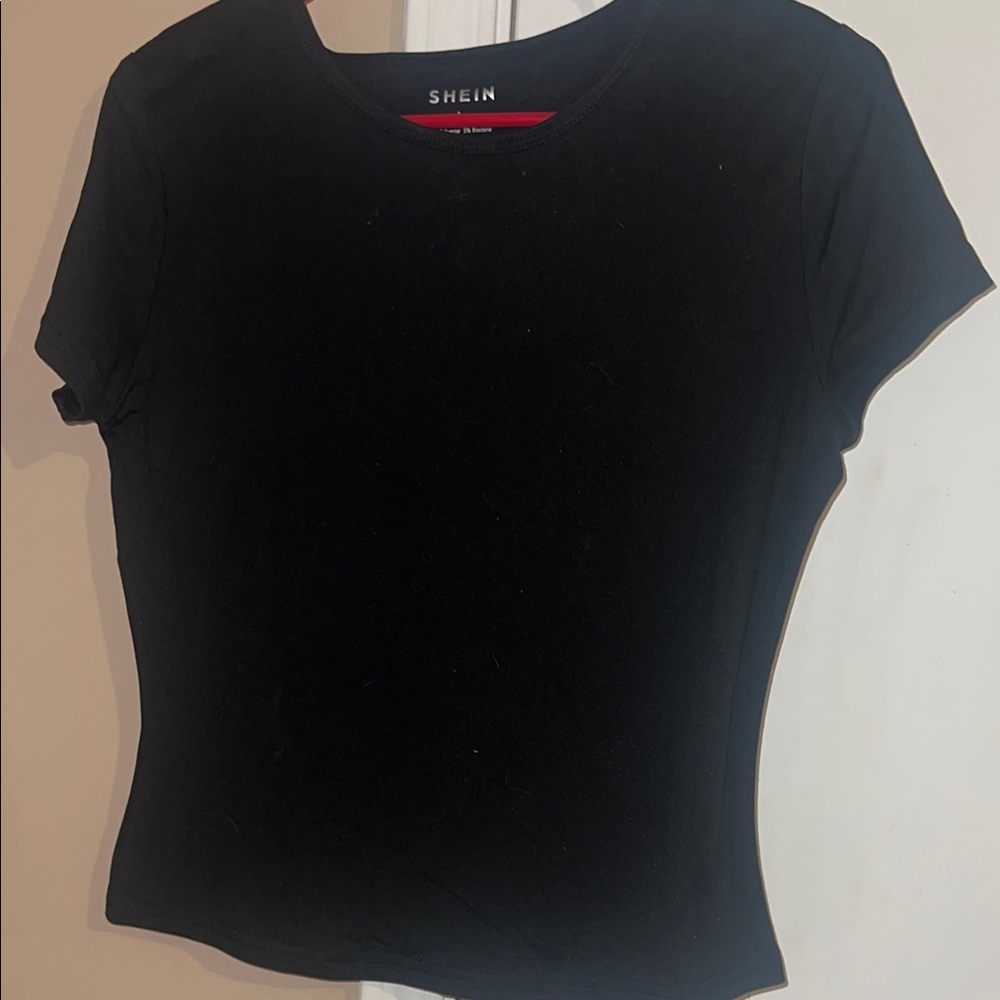 SHEIN Black Fitted Cap Sleeve T-Shirt